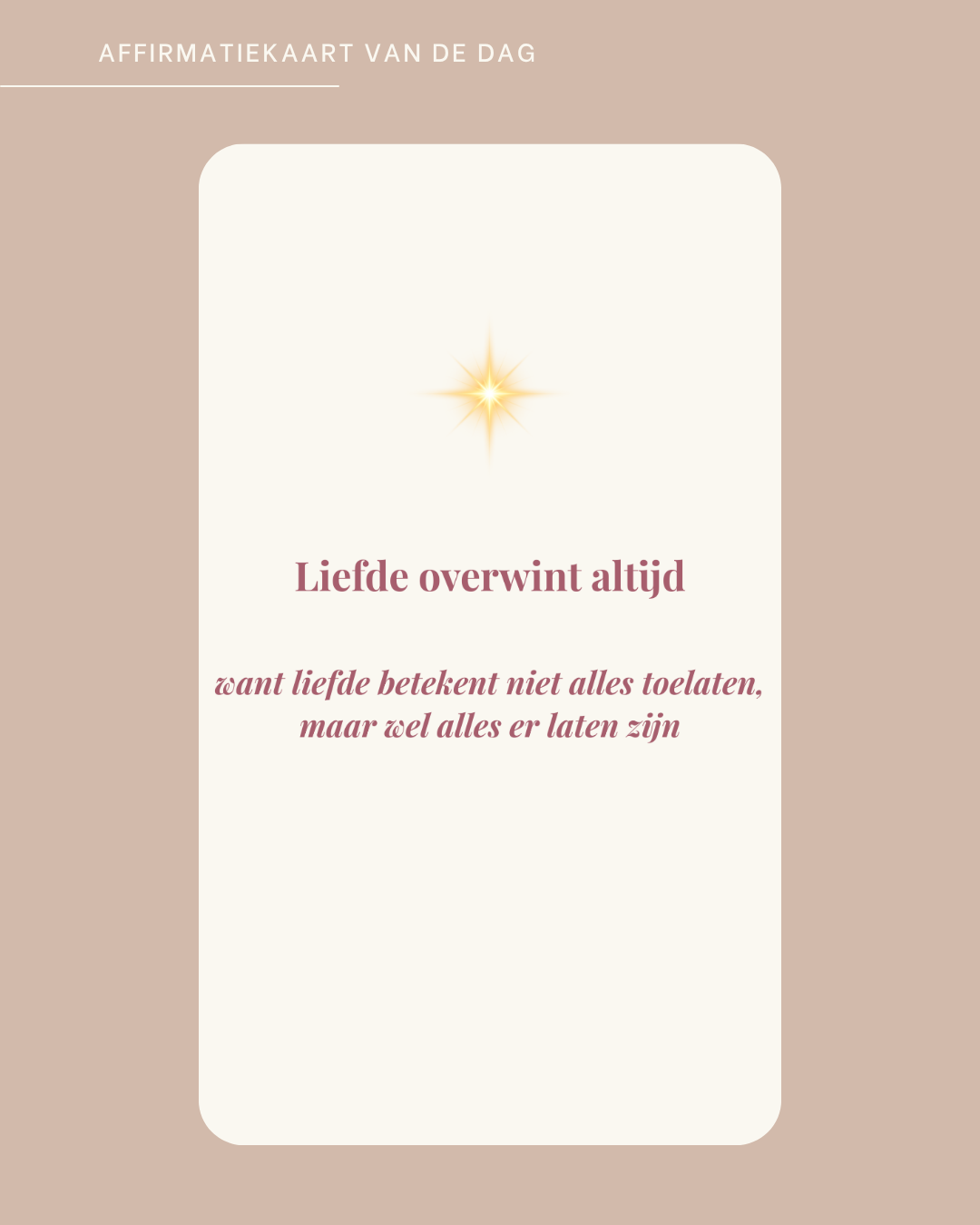 Affirmatiekaart liefde overwint altijd - spiritueel zelfliefde affirmatie