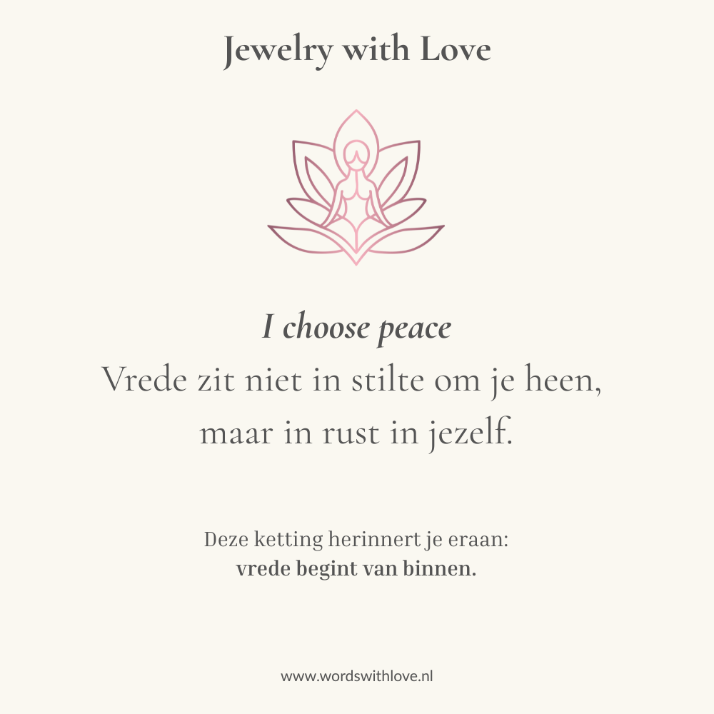 Betekenisvolle affirmatieketting paperclip met affirmatiekaart - i choose peace