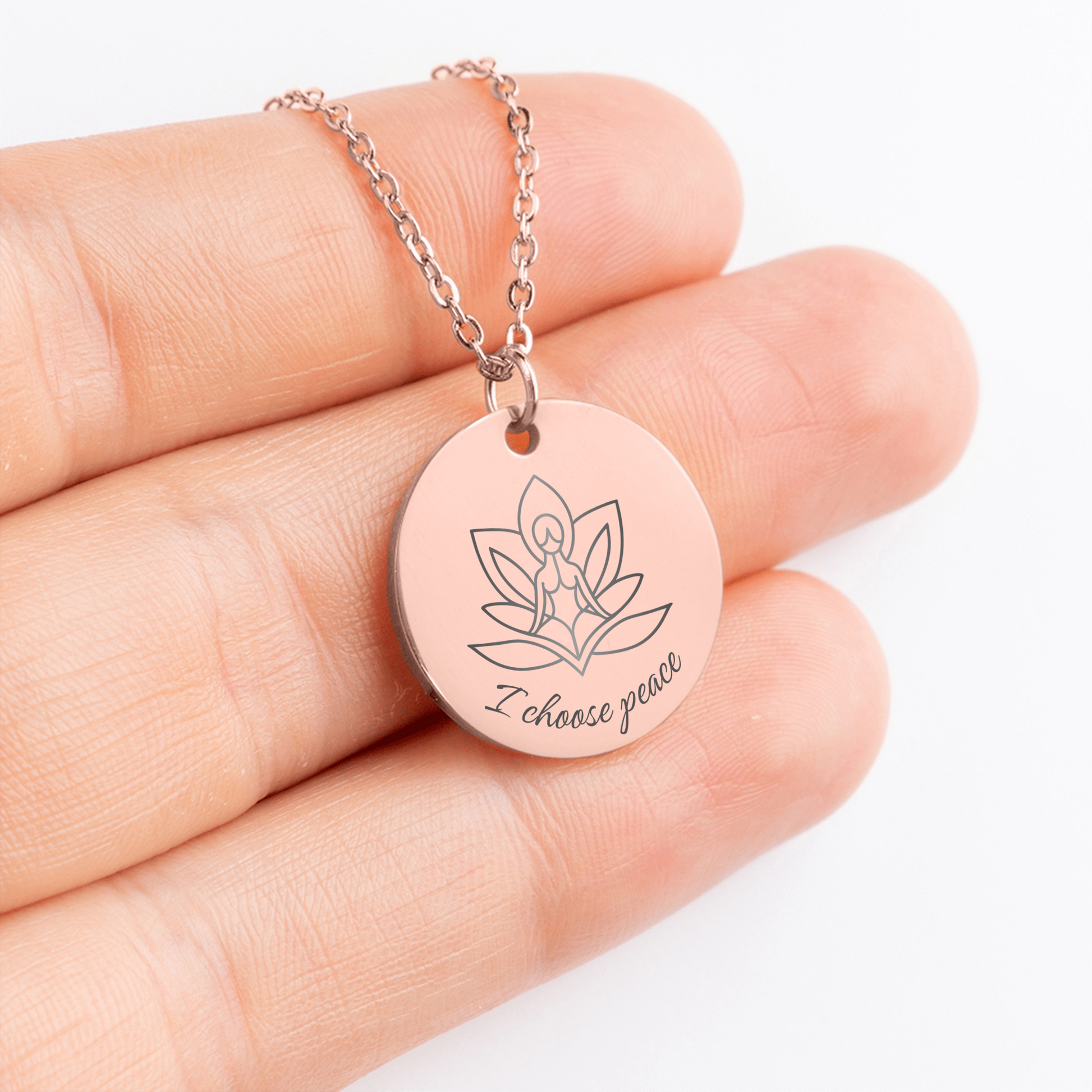 Rosegouden betekenisvolle affirmatieketting - I choose peace - zelfliefde en innerlijke kracht