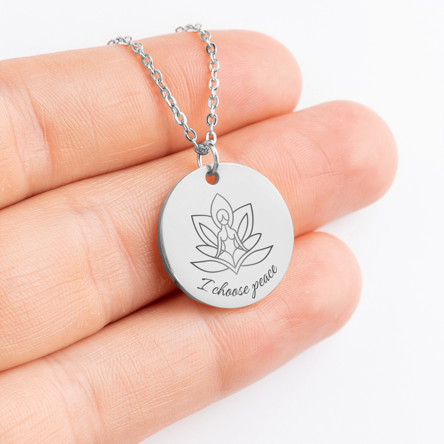 Zilveren betekenisvolle affirmatieketting- I choose peace - zelfliefde en innerlijke kracht