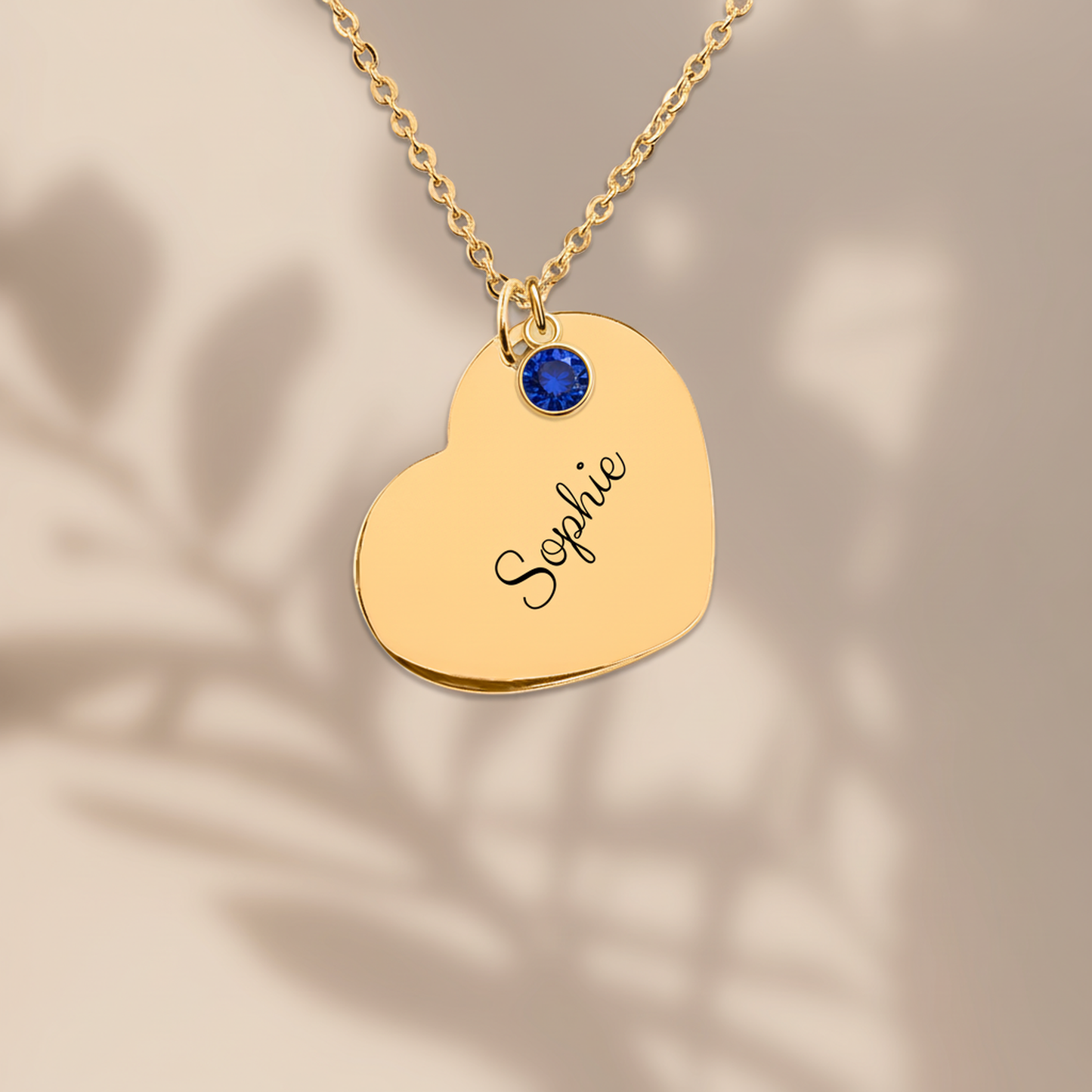 Geboortesteen Ketting met Hartje en naam gravering