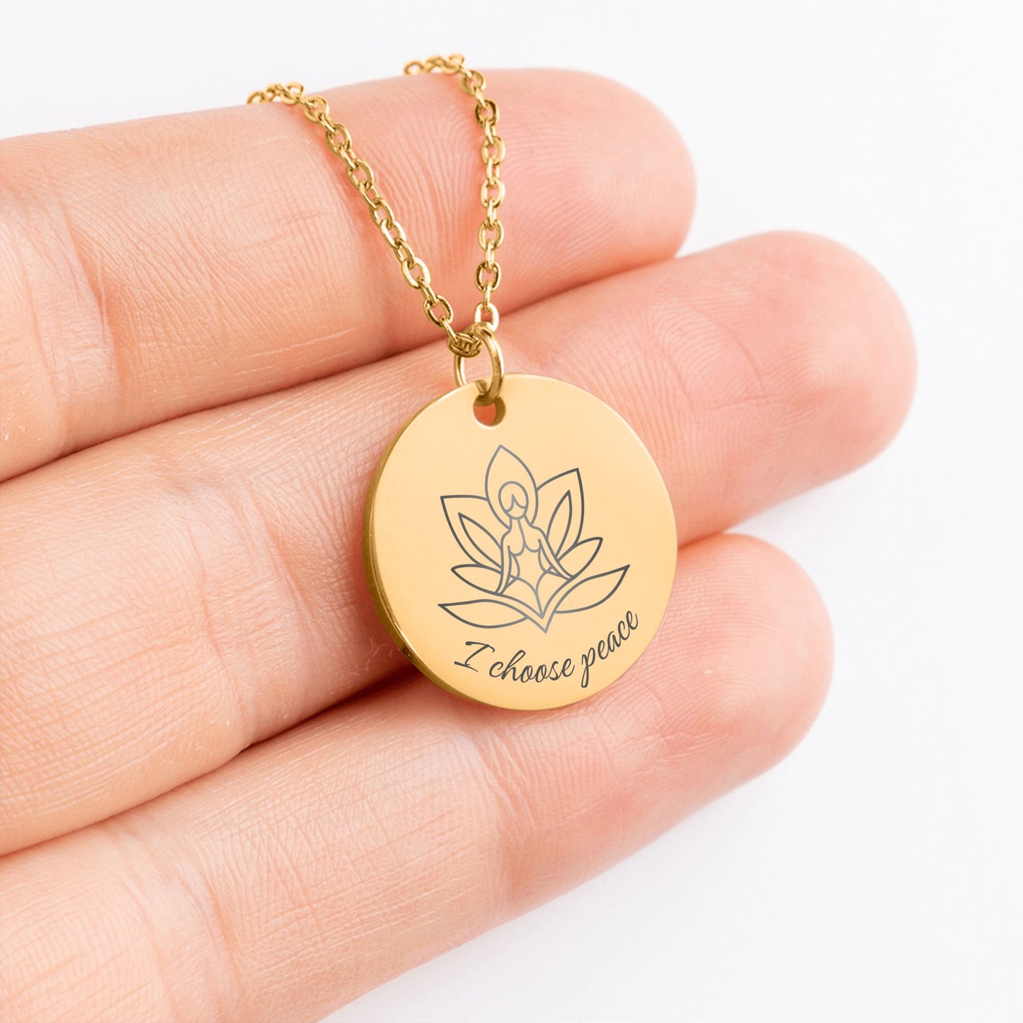 Gouden betekenisvolle affirmatieketting - I choose peace - zelfliefde en innerlijke kracht