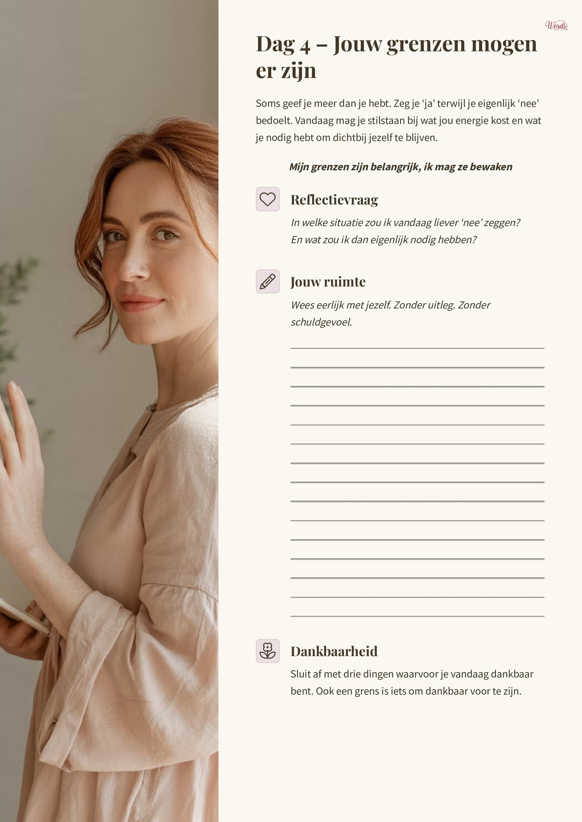 Journal in 7 dagen terug naar jezelf - liefdevolle woorden schrijven in dankbaarheid