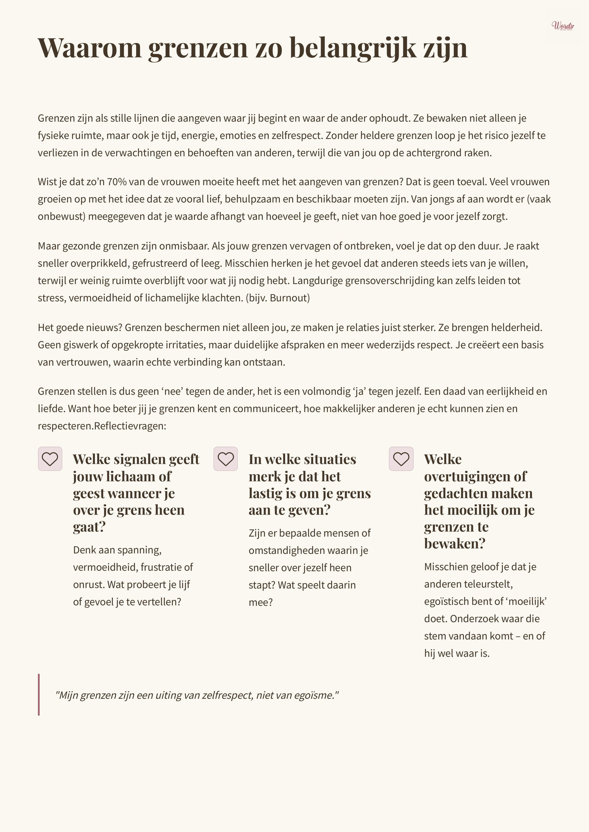 Waarom het zo belangrijk is om je grenzen te bewaken -  stukje zelfliefde