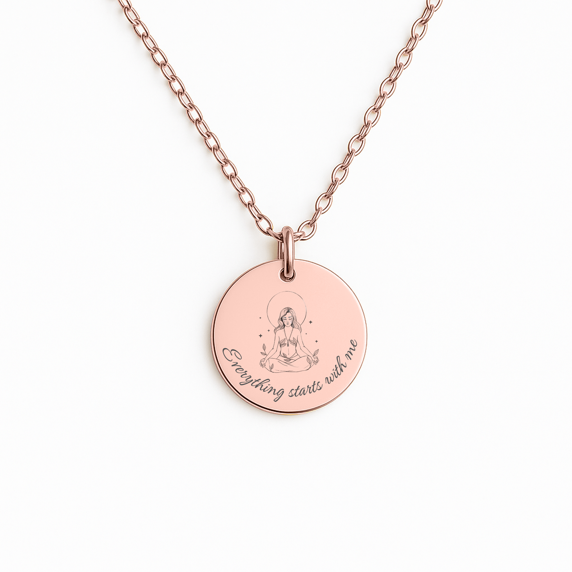 affirmatie ketting met gravure Everything starts with me – zelfliefde sieraad