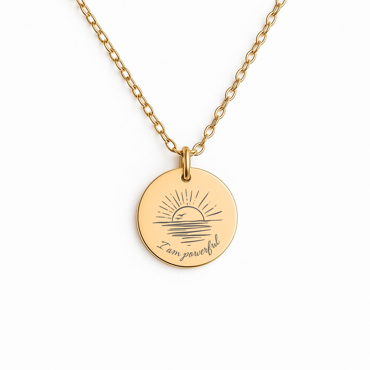 ingezoomd affirmatieketting met gravure I am Powerful – krachtig zelfliefde sieraad