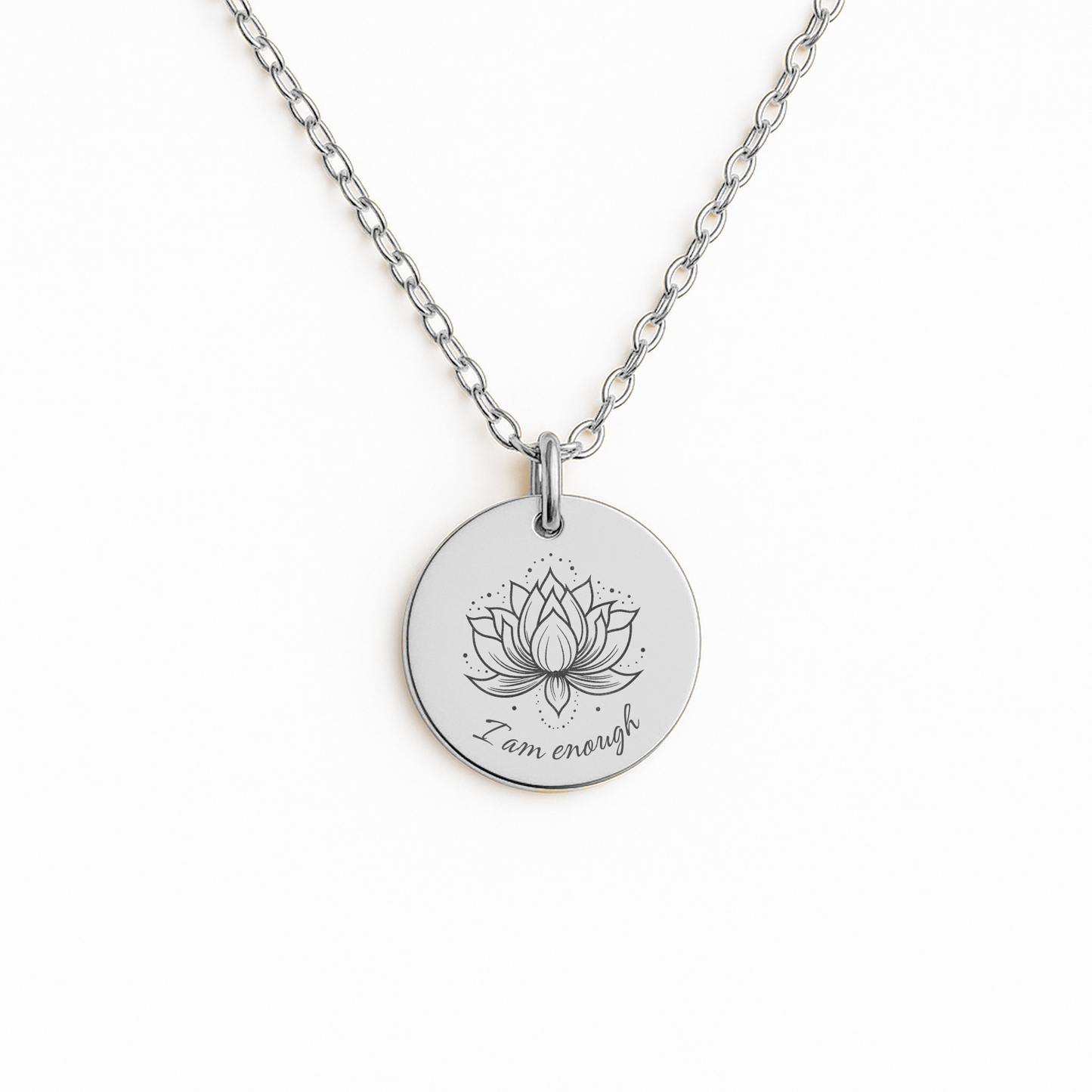 affirmatieketting zilver met gravure I am enough – betekenisvol sieraad voor zelfliefde
