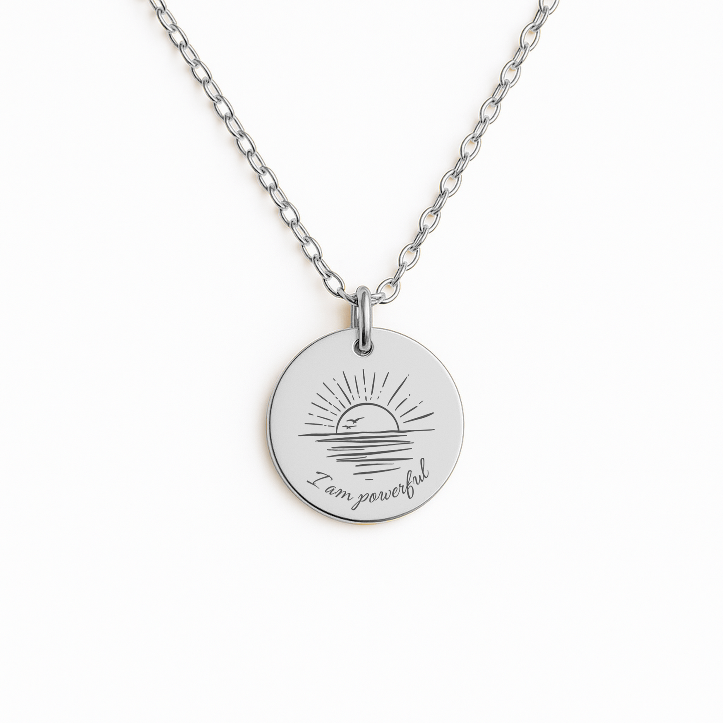 affirmatieketting zilver met gravure I am Powerful – krachtig zelfliefde sieraad