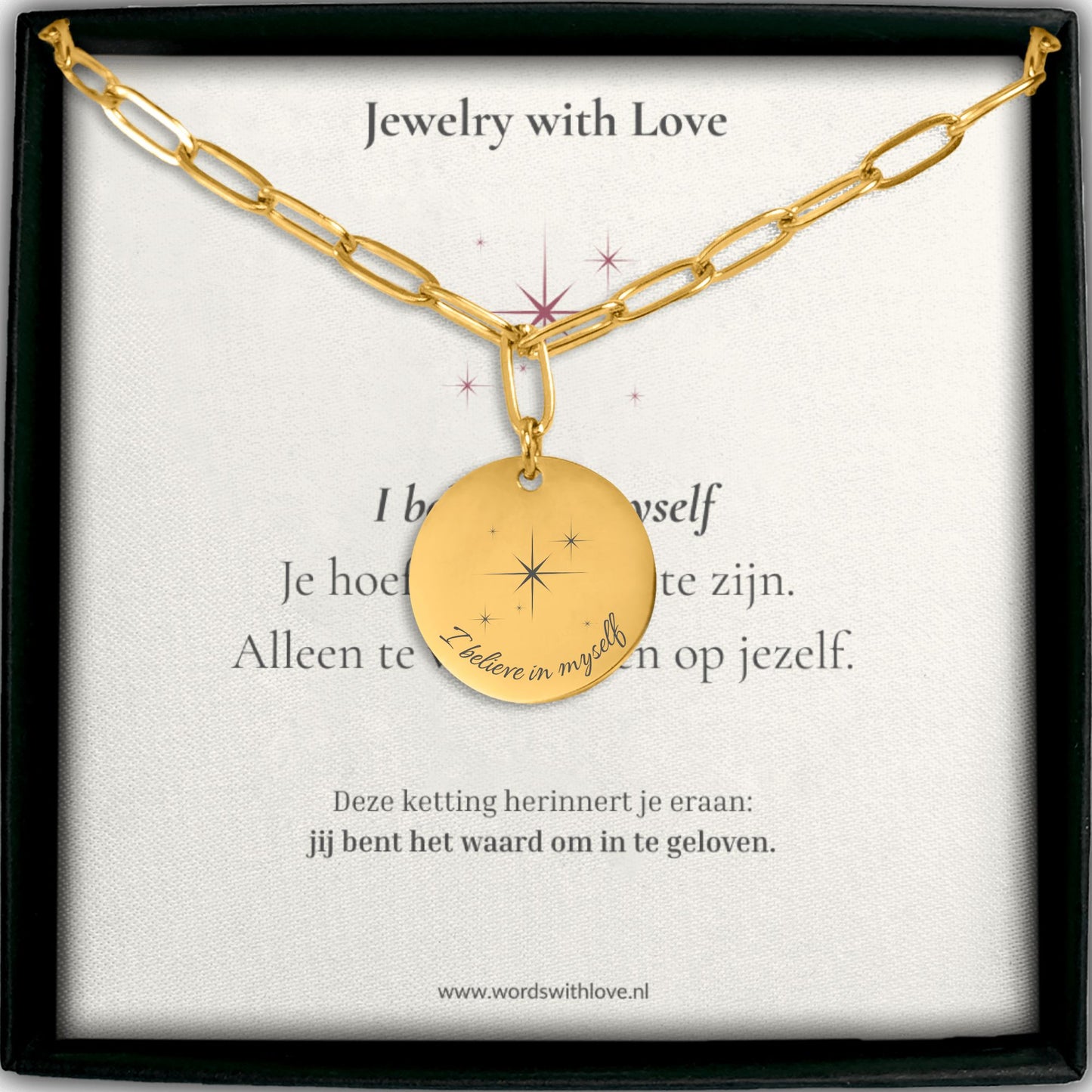 I believe in myself ✨ - Betekenisvolle affirmatieketting paperclip