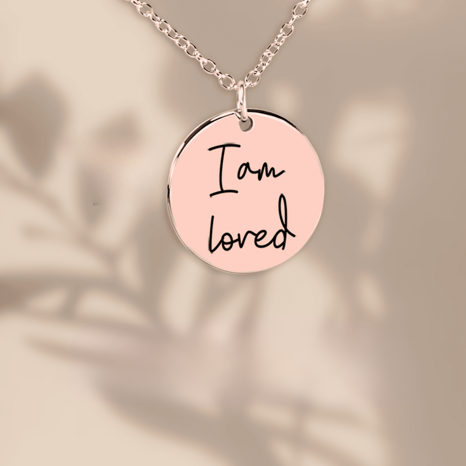 Gepersonaliseerde affirmatieketting rosegoud– Jouw eigen tekst, quote of illustratie als sieraad