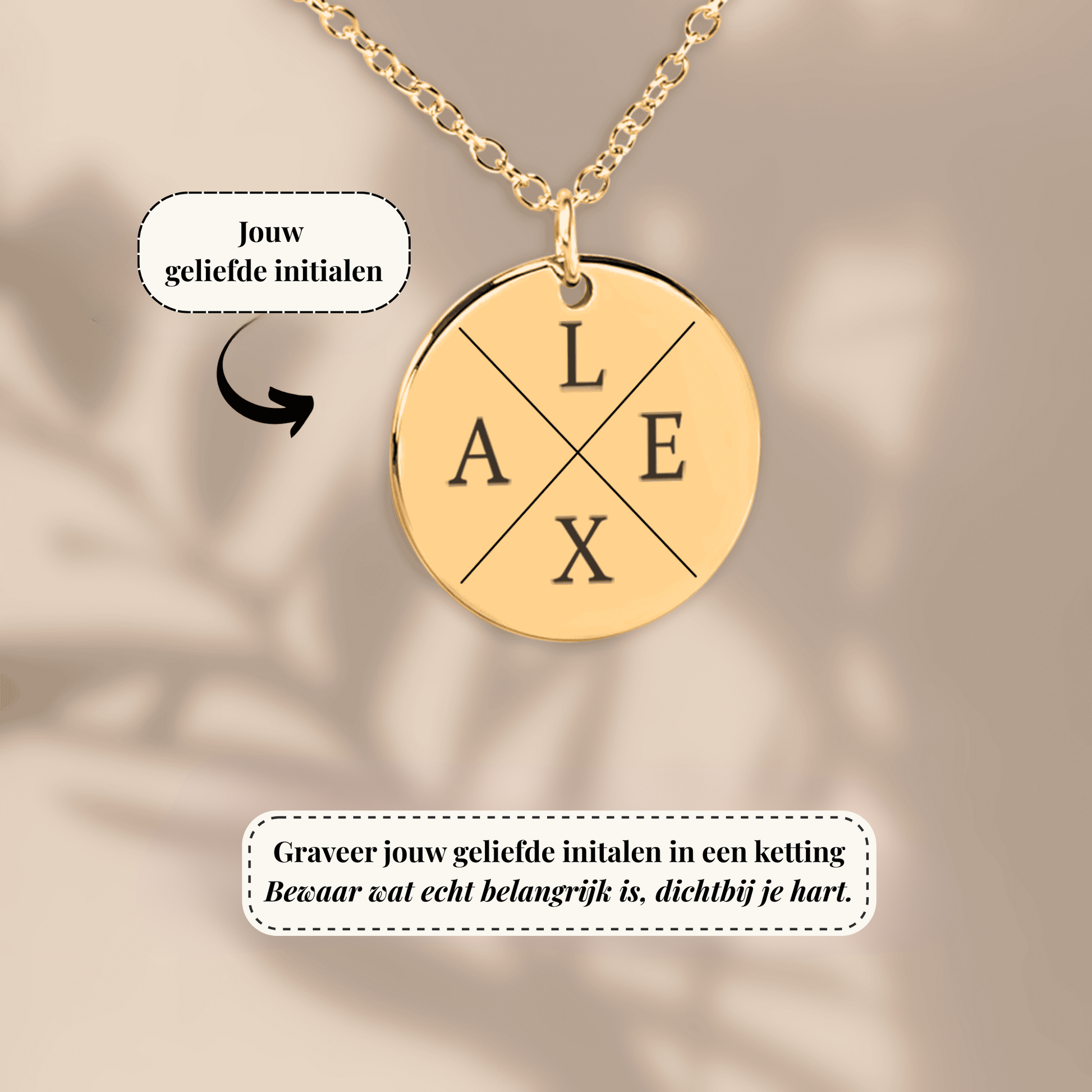 Gepersonaliseerde initialen Ketting – draag wie je lief is