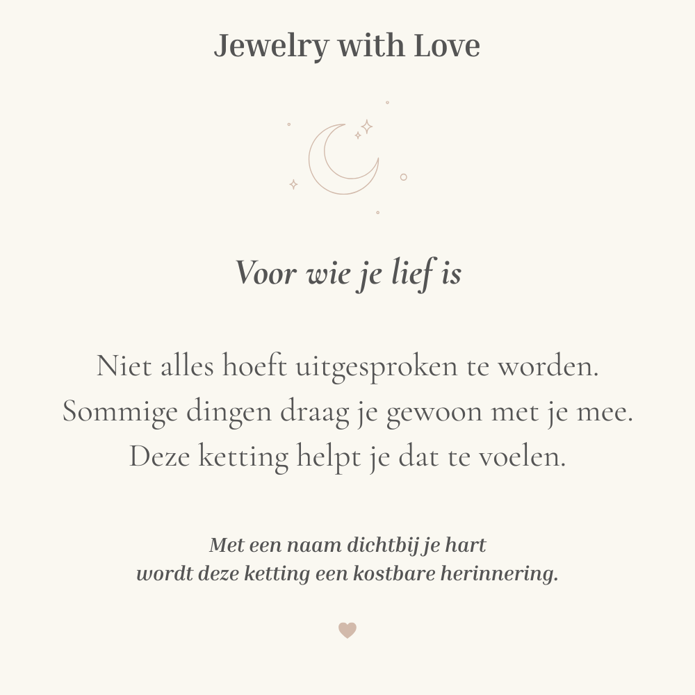 Geboortesteen Ketting met Hartje en naam gravering