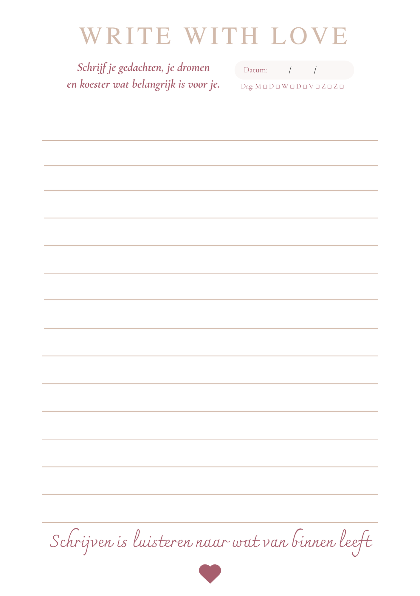 Write with Love Journal – voor zelfliefde, rust & herstel